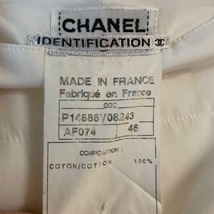 Authentic Chanel Y2K White Women's Cotton Pants Lined 2001 Made France Sz 46/12